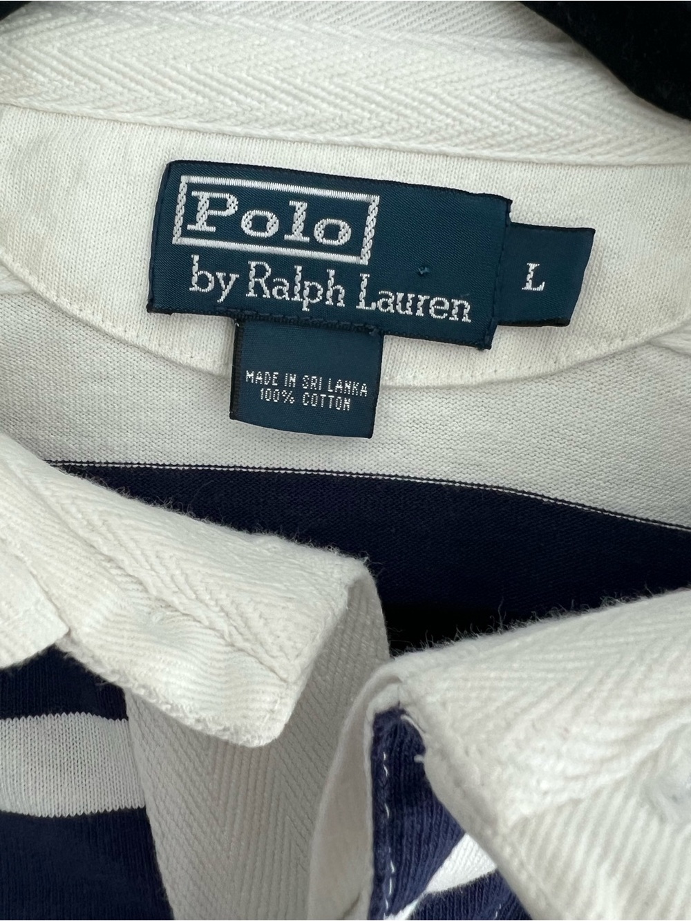 Ralph Lauren White & Navy Striped Rugby Polo - Picture 3 of 4
